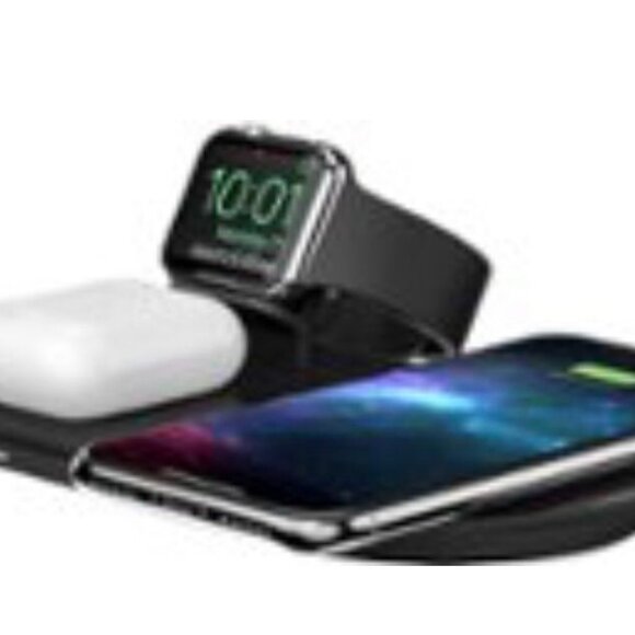 mophie - 3-in-1 7.5W Wireless Charging Pad for Apple Devices - Black - Picture 1 of 8